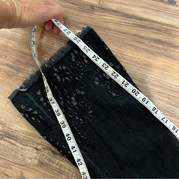 Rag & Bone 10 inch Crop Flare Black Embroidered Jeans - Picture 8 of 12